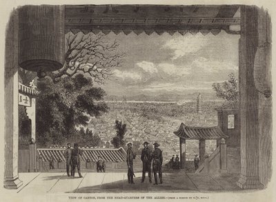 Vue de Canton, depuis le quartier général des Alliés (gravure) - English School