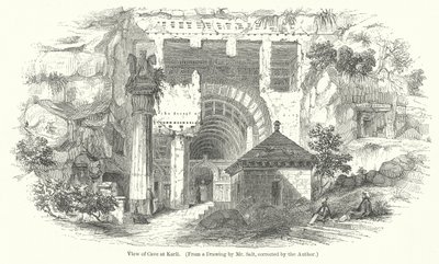 Vue de la grotte de Karli (gravure) - English School