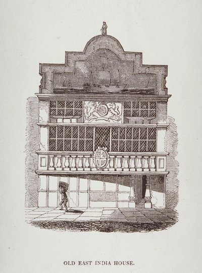 Vue de la Maison des Indes Orientales, avec une figure devant, vers 1700 - English School