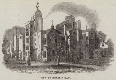 Vue de Hendlip Hall (gravure) - English School
