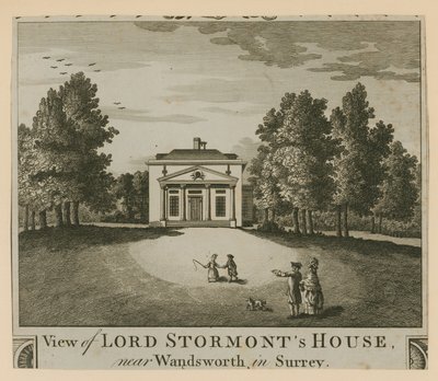 Vue de la maison de Lord Stormont près de Wandsworth dans le Surrey - English School