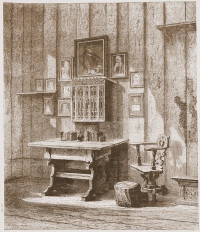 Vue de la chambre de Luther à la Wartburg, montrant la tache d