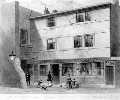 Vue de la vieille maison au toit de chaume, Exchange Court, 1853 - English School