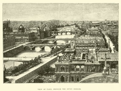 Vue de Paris, montrant les sept ponts - English School
