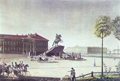 Vue de la Place St. Pierre le Grand et du Sénat de St. Pétersbourg, publié par Boyer, Londres 1815 - English School