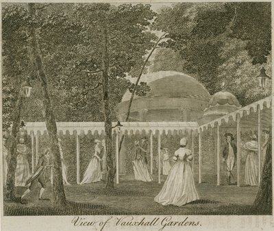 Vue des jardins de Vauxhall, Londres - English School