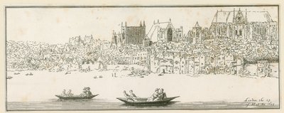 Vue du palais de Westminster, Londres, le 27 mars 1652 - English School