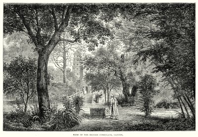 Vue du consulat britannique, Canton (gravure) - English School