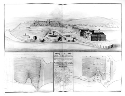 Vue du chantier naval de Plymouth, 1608 - English School