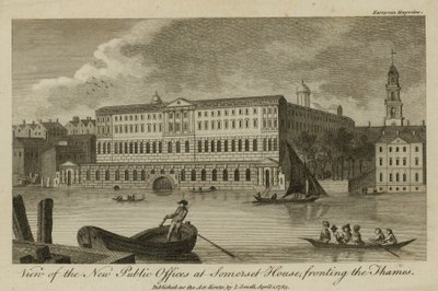 Vue des nouveaux bureaux publics à Somerset House, face à la Tamise - English School