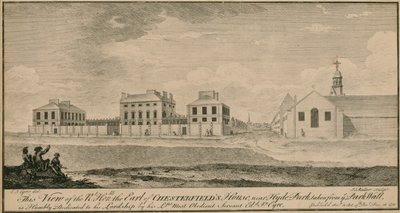 Vue de la maison du très honorable comte de Chesterfield près de Hyde Park, prise du mur du parc - English School