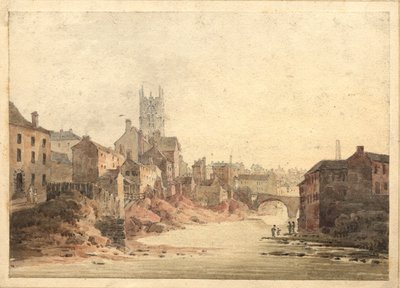 Vue de la rivière Irwell, Manchester, vers 1820-30 - English School
