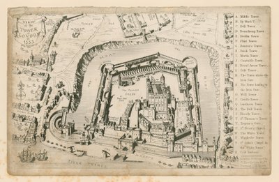 Vue de la tour de Londres en 1553 - English School