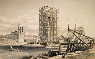 Vue de la construction du pont tubulaire de Britannia - English School