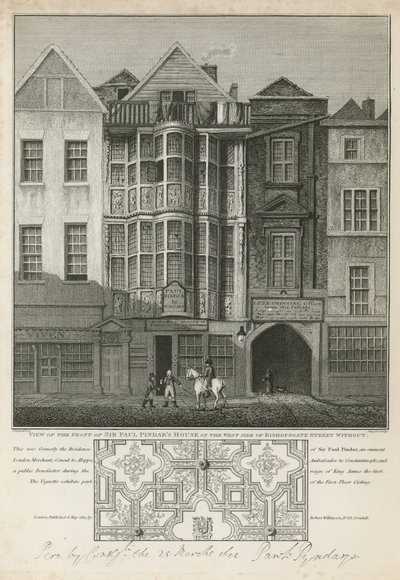 Vue de la façade de la maison de Sir Paul Pindar - English School