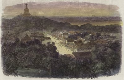 Vue des jardins et du temple bouddhiste dans la Cité Impériale - English School