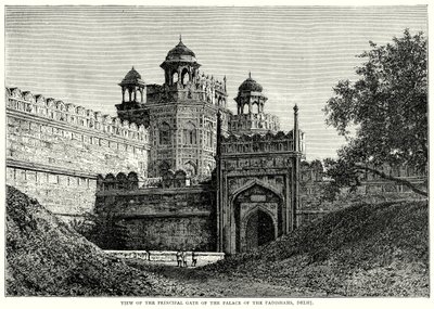 Vue de la porte principale du palais des Padishahs, Delhi (gravure) - English School