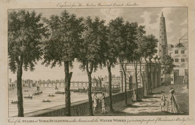 Vue des escaliers aux York Buildings dans le Strand - English School