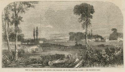 Vue sur le domaine de Kensington Gore, le site proposé de la National Gallery - English School