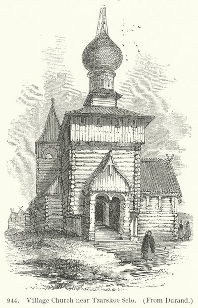 Église de village près de Tzarskoe Selo (gravure) - English School