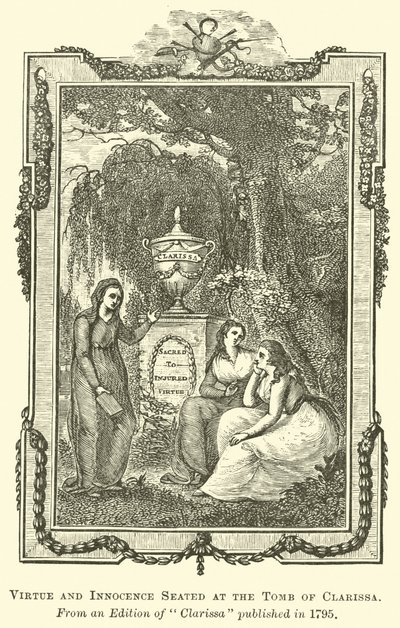 Vertu et Innocence assises au tombeau de Clarissa - English School