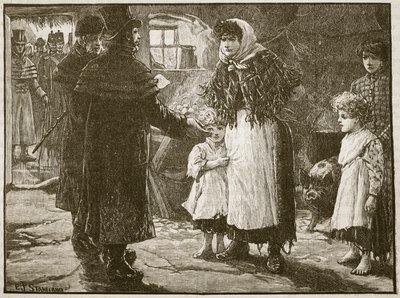 Visite du percepteur de la dîme, Irlande, 1832 (illustration de Cassells Illustrated History of England) - English School