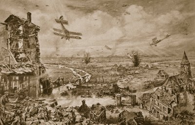 Impression vive de la lutte terrible pour Armentières en avril 1918, 1918-19 - English School