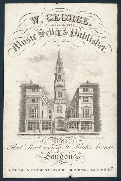 W George, vendeur de musique et éditeur, carte de visite - English School