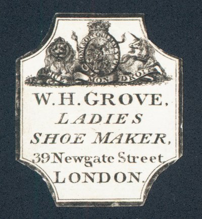 W H Grove, fabricant de chaussures pour dames, carte de visite - English School