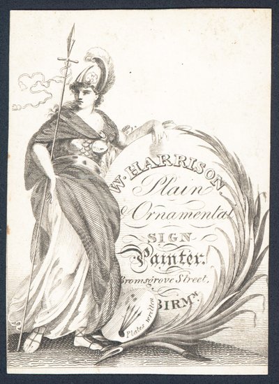 Carte de visite de W Harrison, peintre de panneaux simples et ornementaux - English School