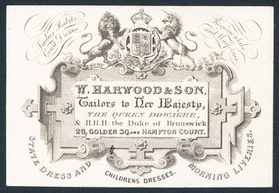 W Harwood & Son, tailleurs, carte de visite - English School