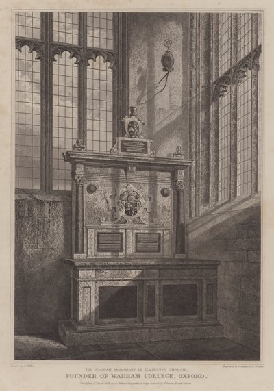 Monument Wadham, église St Mary, Ilminster, Somerset (gravure) - English School