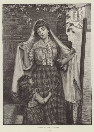 En attendant le gondolier (gravure) - English School