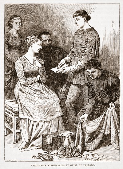 Missionnaires vaudois déguisés en colporteurs, illustration de L
