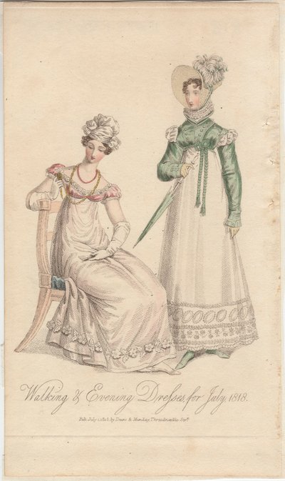 Robes de marche et de soirée pour juillet 1818 - English School