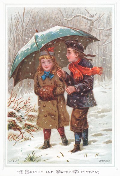 Marcher sous un parapluie dans une tempête de neige - English School