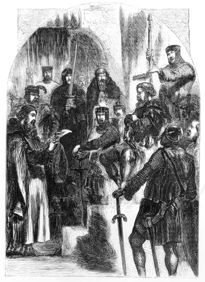 Wallace couronné de laurier dans le Westminster Hall - English School