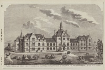 Écoles des Commis et Employés, Russell Hill, près de la jonction de Caterham à Londres (gravure) - English School