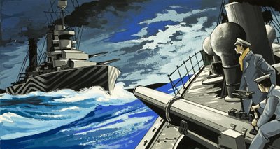 Bataille de navires de guerre en mer - English School