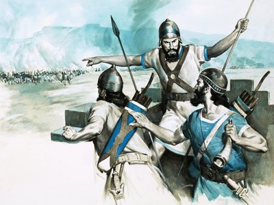 Les gardes de la tour de guet à Babylone donnant l
