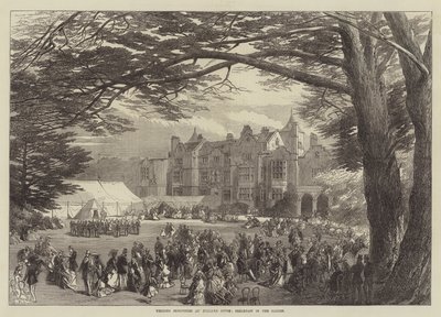 Festivités de mariage à Holland House, petit-déjeuner dans le jardin (gravure) - English School