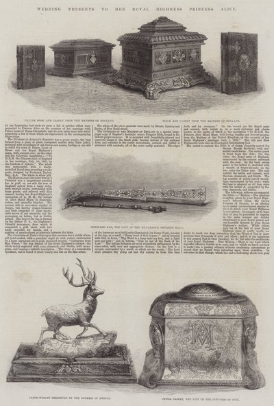 Cadeaux de mariage à Son Altesse Royale la Princesse Alice (gravure) - English School
