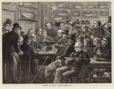 Pesée des poissons dans un club de pêcheurs de Londres - English School