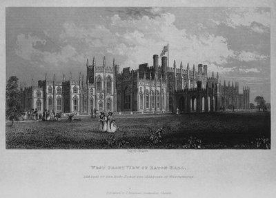 Vue de la façade ouest de Eaton Hall, siège du très noble marquis de Westminster - English School