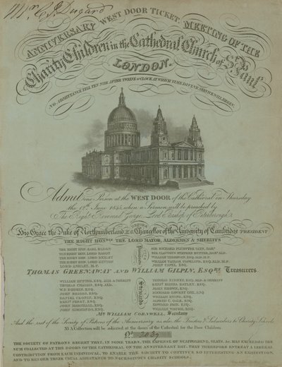 Billet de la porte ouest pour la réunion anniversaire des enfants de la charité - English School