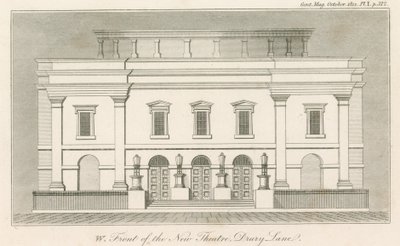 Façade ouest du nouveau théâtre de Drury Lane, Londres - English School