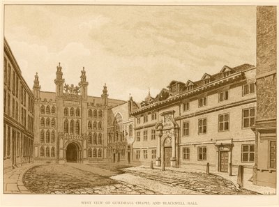 Vue ouest de la chapelle du Guildhall, Londres, et de Blackwell Hall - English School