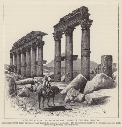 Côté ouest des ruines du Temple du Soleil, Palmyre (gravure) - English School