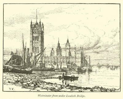 Westminster depuis sous le pont de Lambeth - English School