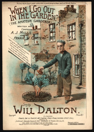 Quand je vais dans le jardin, le jardinier amateur (lithographie en couleur) - English School
